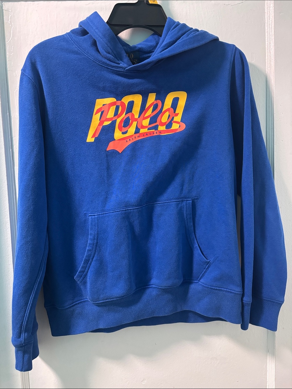 Polo by Ralph Lauren Bright Blue Hoodie with Yellow and Red Logo